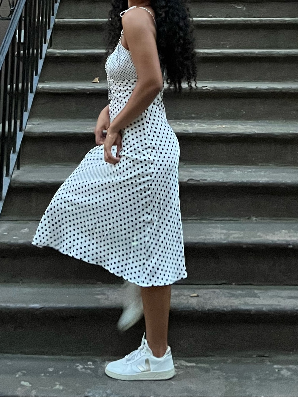 White and Black Polka Dot Maxi Slip Dress